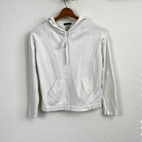 Henri Bendel Knit White Pop Over Hoodie Sweater - Picture 1 of 6